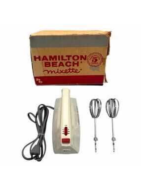 Vintage Hamilton Beach Mixette Portable Hand Mixer – In original Box with Manual